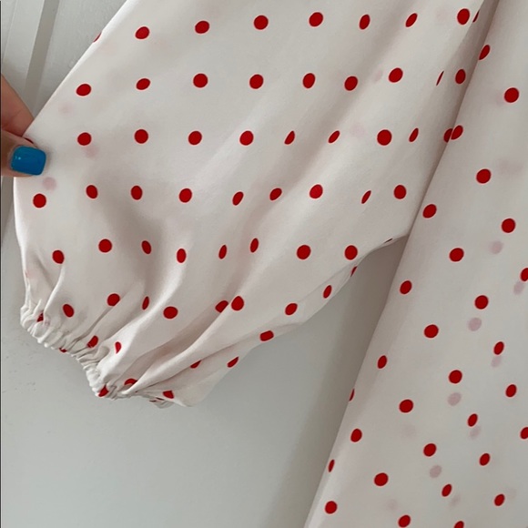 NWT Ganni Pussy-bow polkadot Stretch Silk dress 10 - Picture 7 of 12